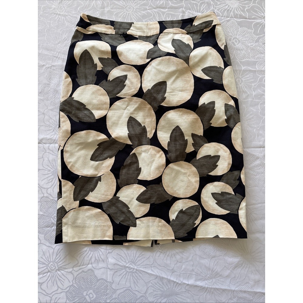 Ann Taylor Pencil Skirt Womens Size 6 Blue Orange Blossom Artsy Career Office